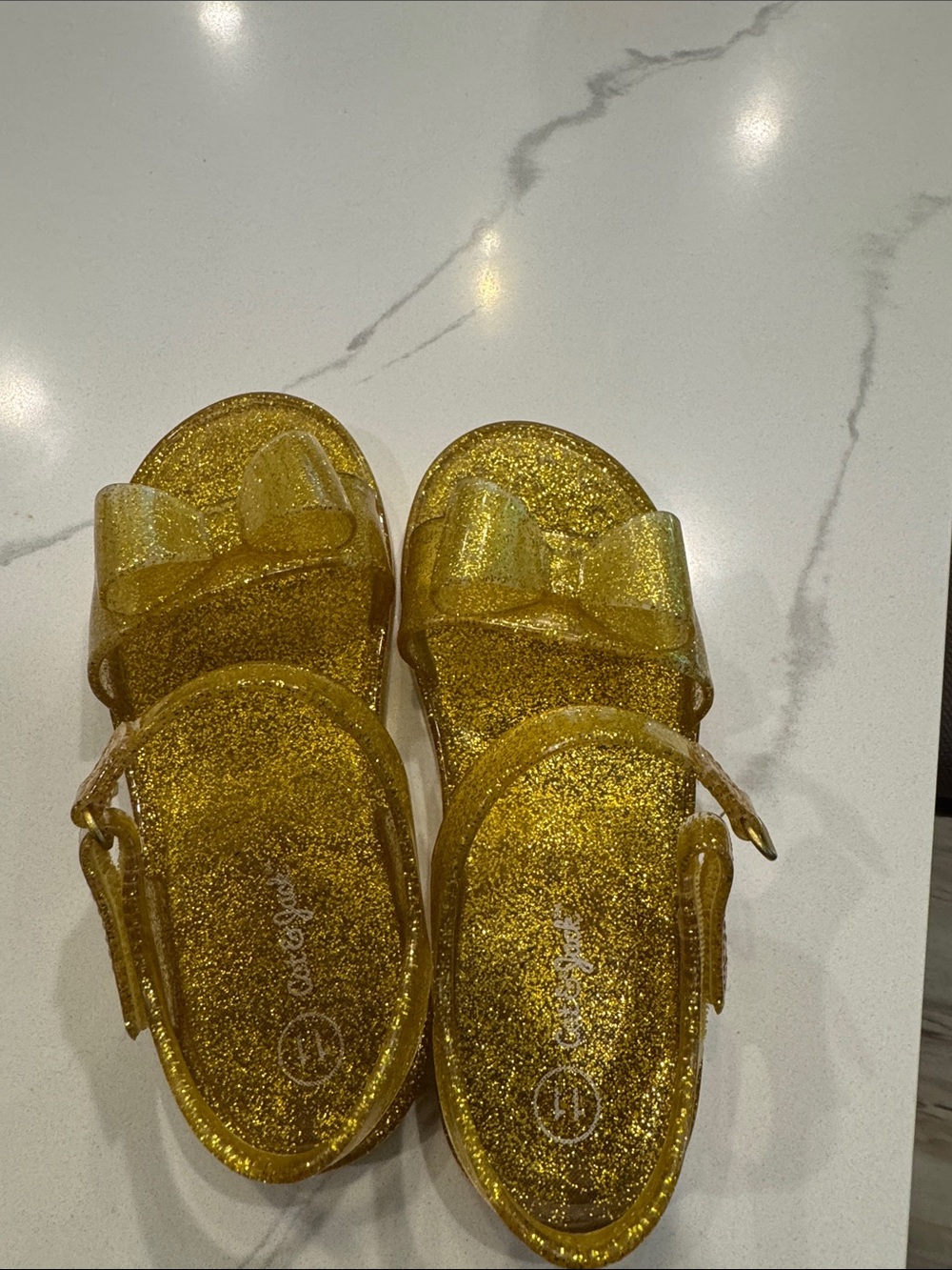 Cat & Jack Girls Gold Glitter Bow Jelly Sandals